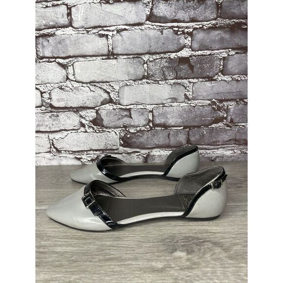 VTG Jeffrey Campbell Gray Patent Leather D’ Orsay Pointed Flats Women 6.5M US/37 - Picture 1 of 16